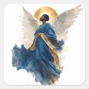 Adesivo Quadrado Símbolo Angelical Afro-Americano da Mulher Anjo Ne