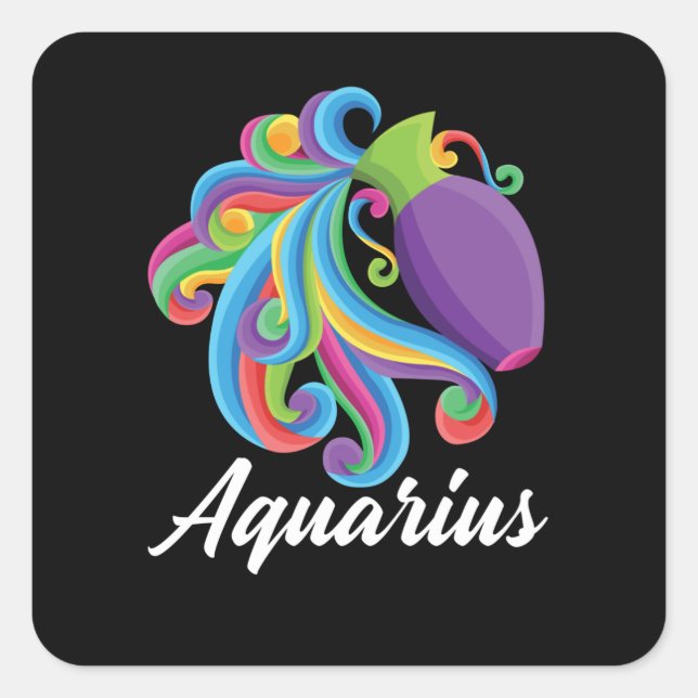 Adesivo Quadrado Símbolo Aquarius Zodiac (Frente)