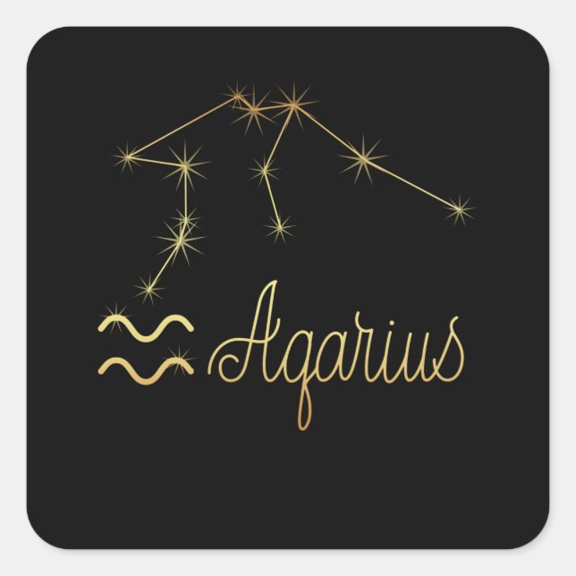 Adesivo Quadrado Símbolo Aquarius Zodiac (Frente)