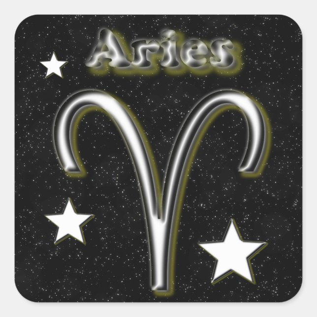 Adesivo Quadrado Símbolo Aries (Frente)