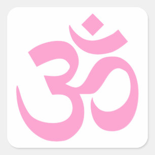 Adesivo Quadrado Símbolo cor-de-rosa do OM