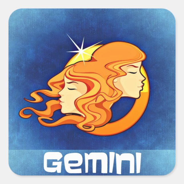 Adesivo Quadrado Símbolo de Astrologia Gemini Zodiac (Frente)