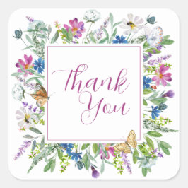 Adesivo Quadrado Símbolo de Chá de fraldas de flor selvagem Primave