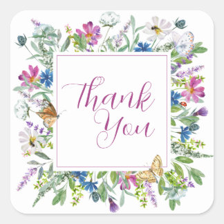 Adesivo Quadrado Símbolo de Chá de fraldas de flor selvagem Primave
