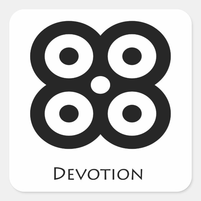 Adesivo Quadrado Símbolo de Devoção (Pua) Adinkra (Frente)