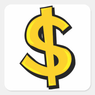 Adesivo Quadrado Símbolo de Dólar Amarelo