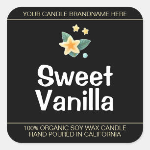 Adesivo Quadrado Símbolo de Flor de Baunilha Doce Velas de soja Rót