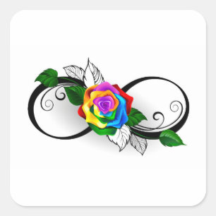 Adesivo Quadrado Símbolo de Infinito com Rosa Arco-íris
