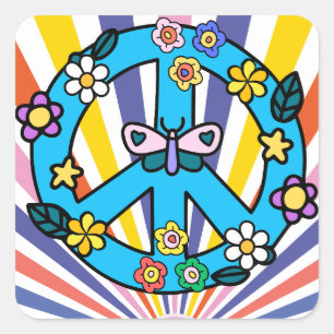 Adesivo Quadrado Símbolo de Paz Retro