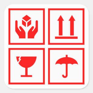 Adesivo Quadrado Símbolo de Processamento de Pacotes Vermelho