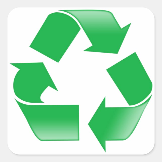 Adesivo Quadrado SÍMBOLO DE RECICLAR CLÁSSICO DO reciclagem (Frente)