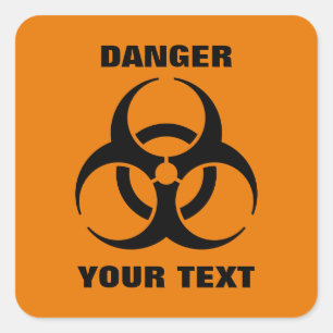 Adesivo Quadrado Símbolo de risco biológico laranja de segurança pe