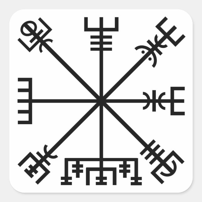 Adesivo Quadrado Símbolo de Vegvisir (Frente)