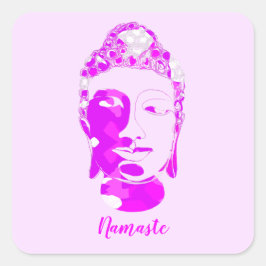Adesivo Quadrado Símbolo Espiritual Rosa e Branco - Buda desenhado