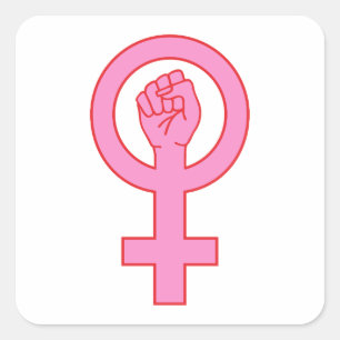 Adesivo Quadrado Símbolo feminino com mão