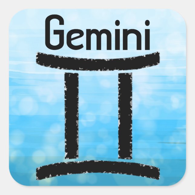 Adesivo Quadrado Símbolo Gemini Sinal de Horoscópio Zodiac (Frente)