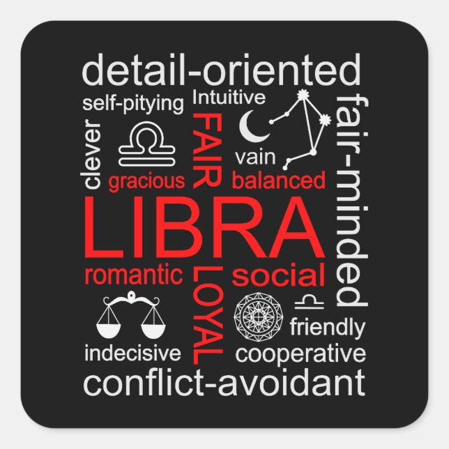 Adesivo Quadrado Símbolo Libra Zodiac (Frente)
