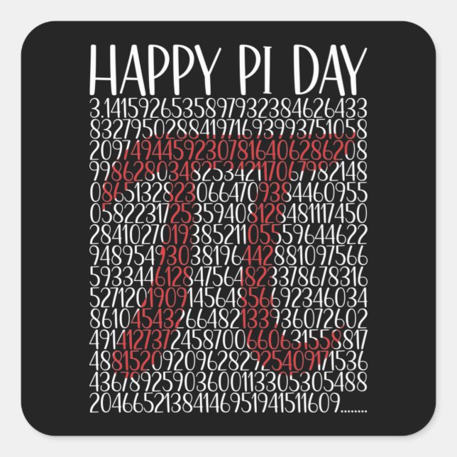 Adesivo Quadrado Símbolo Pi Day Pi Feliz 3.14 (Frente)