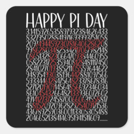 Adesivo Quadrado Símbolo Pi Day Pi Feliz 3.14