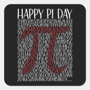 Adesivo Quadrado Símbolo Pi Day Pi Feliz 3.14
