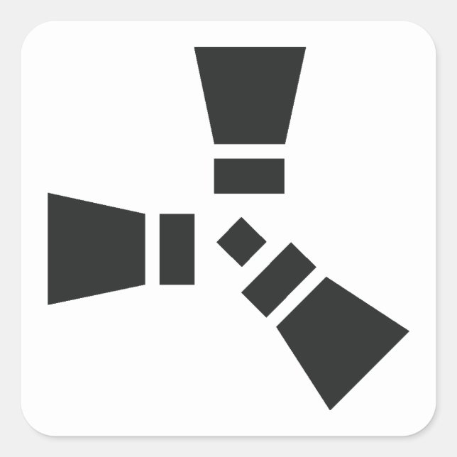 Adesivo Quadrado Símbolo RUST Preto em Branco (Frente)