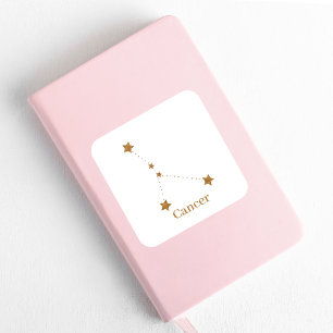 Adesivo Quadrado Símbolo Zodiac Moderno - Cancer Dourado  Elemento