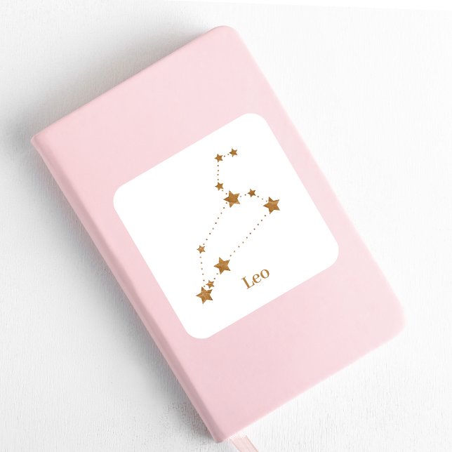 Adesivo Quadrado Símbolo Zodiac Moderno Dourado Leo | Elemento Fogo (Criador carregado)