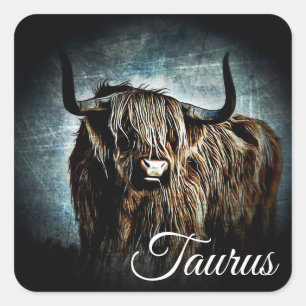 Adesivo Quadrado Símbolo Zodiac Taurus Bull Símbolo Astrologico