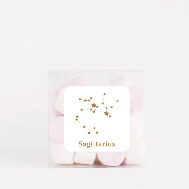 Adesivo Quadrado Símbolo Zodíaco Moderno Dourado Sagitário| Fogo El (Criador carregado)