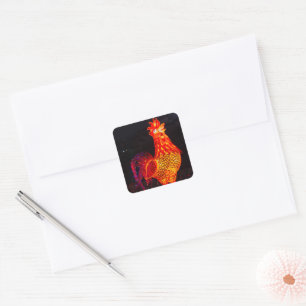 Adesivo Quadrado Símbolo Zodíaco Rooster Lanterna