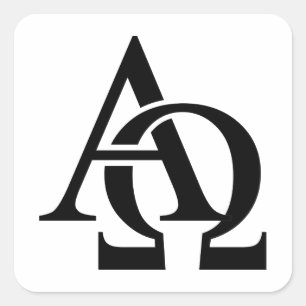 Adesivo Quadrado Símbolos alfa e ômega Letras alfabéticas greg