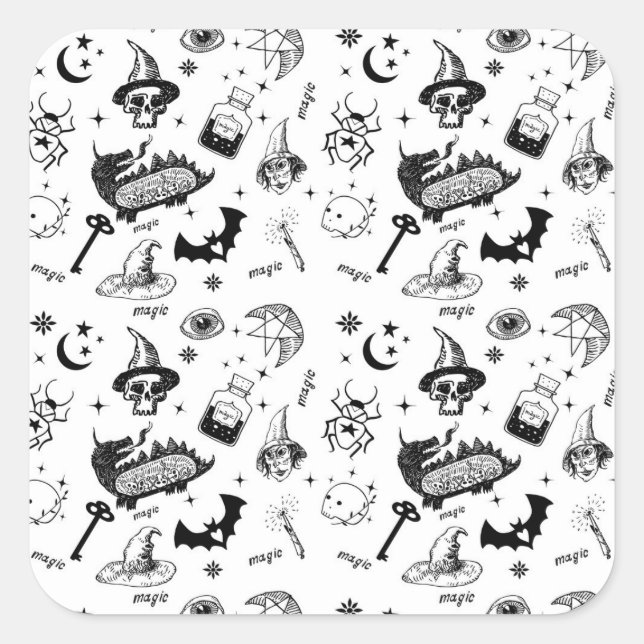 Adesivo Quadrado Símbolos mágicos (Frente)