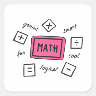 Adesivo Quadrado Símbolos matemáticos Estudantes e Pais
