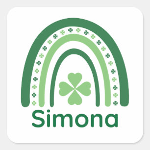Adesivo Quadrado Simona Name Clover Boho Rainbow
