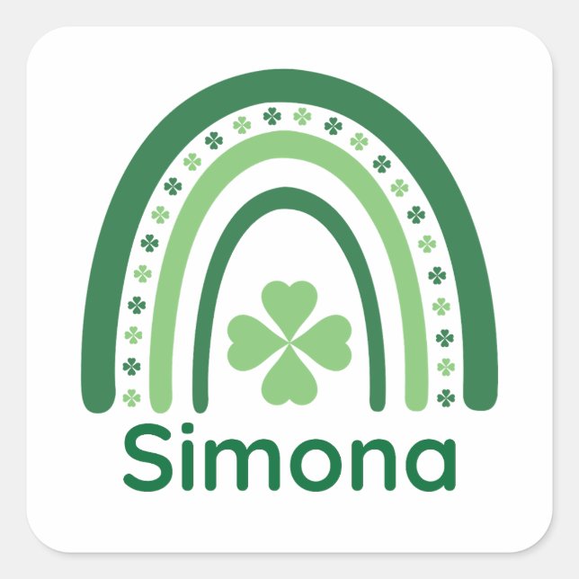 Adesivo Quadrado Simona Name Clover Boho Rainbow (Frente)