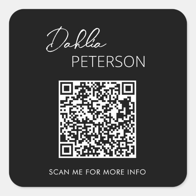 Adesivo Quadrado Simple Black Elegant QR Code Modern Business (Frente)