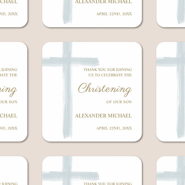 Adesivo Quadrado Simple Blue Cross Christening Baptism Thank You (Criador carregado)