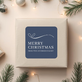 Adesivo Quadrado Simple blue modern Merry Christmas 