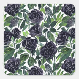 Adesivo Quadrado Simple elegant dark roses print