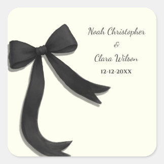 Adesivo Quadrado Simple Elegant Minimalist Black Bow Classic