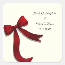 Adesivo Quadrado Simple Elegant Minimalist Red Bow Classic