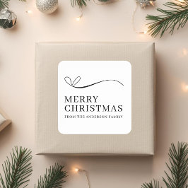 Adesivo Quadrado Simple white black modern Merry Christmas