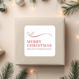 Adesivo Quadrado Simple white red modern Merry Christmas
