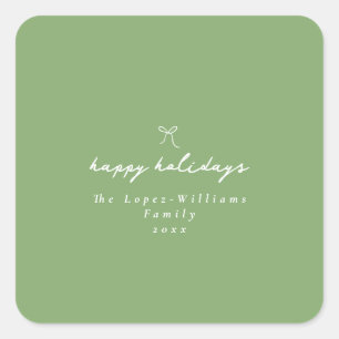 Adesivo Quadrado Simples Arco Desenho Mão Verde e Natal Branco