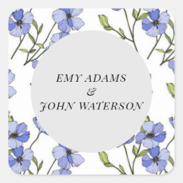 Adesivo Quadrado simples azul & roxo florido 