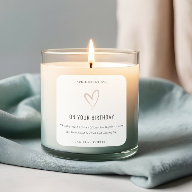 Adesivo Quadrado Simples Blush White Blush Amor Cardíaco Vela de Pr (Criador carregado)