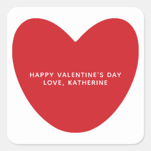 Adesivo Quadrado Simples Dia de os namorados vermelho-coração perso