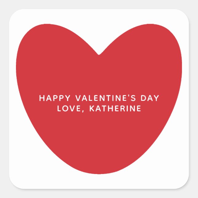 Adesivo Quadrado Simples Dia de os namorados vermelho-coração perso (Frente)