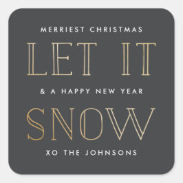 Adesivo Quadrado Simples Dourado + Vinhetas de Natal Pretas