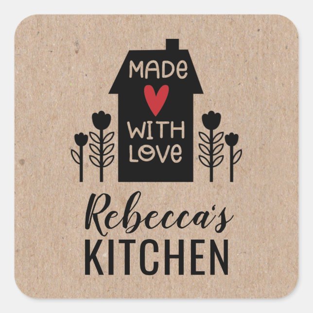 Adesivo Quadrado Simples E Bonito Feito Com O Kraft Amor (Frente)